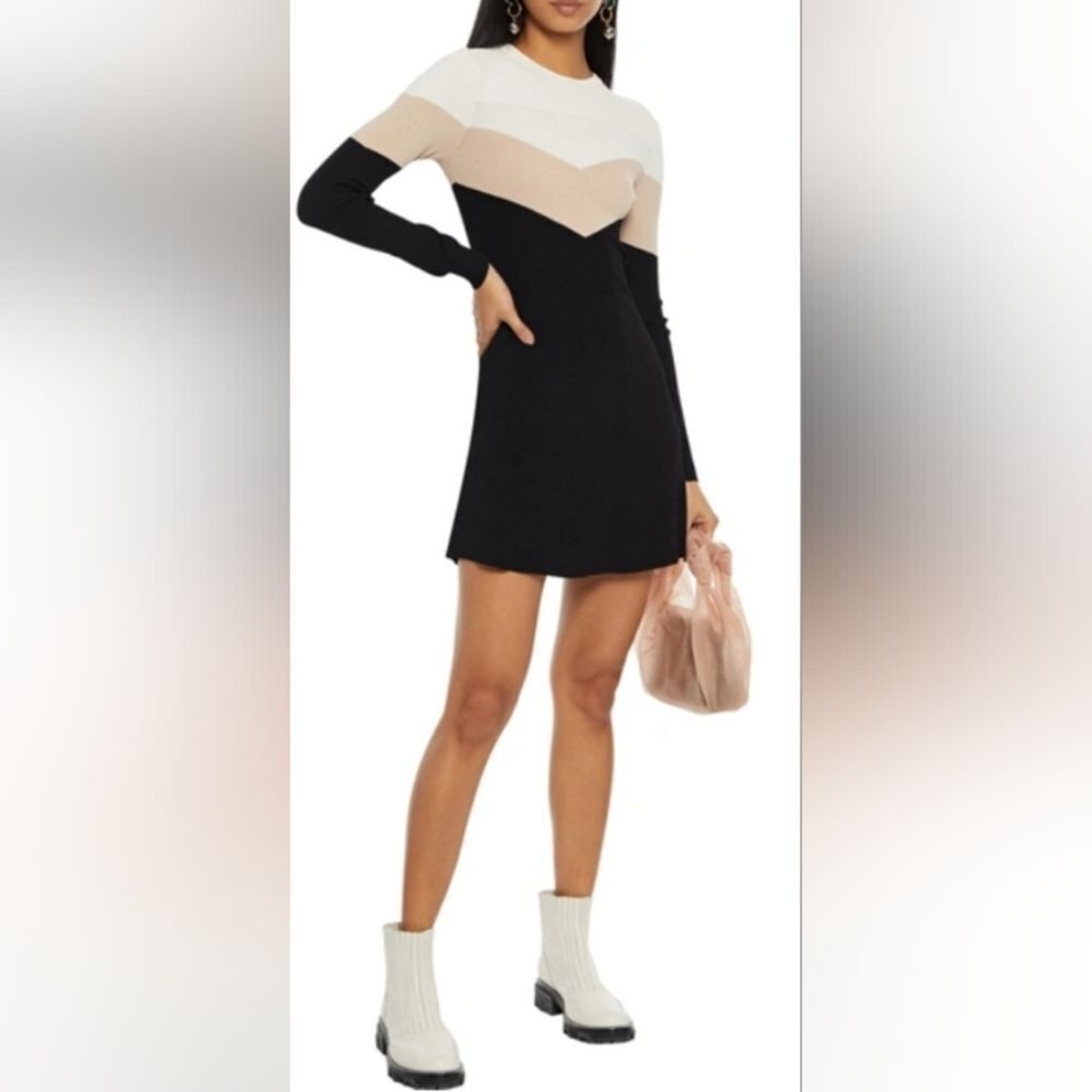 Red Valentino color block intarsia knit mini dress size S